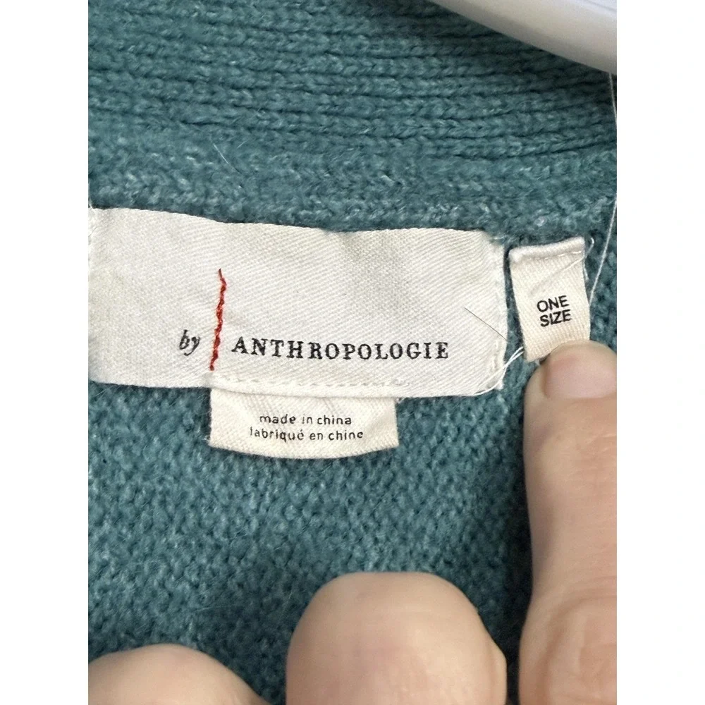 Anthropologie Cardigan Sweater Womens One Size‎ Green Open Front Dolman Knit